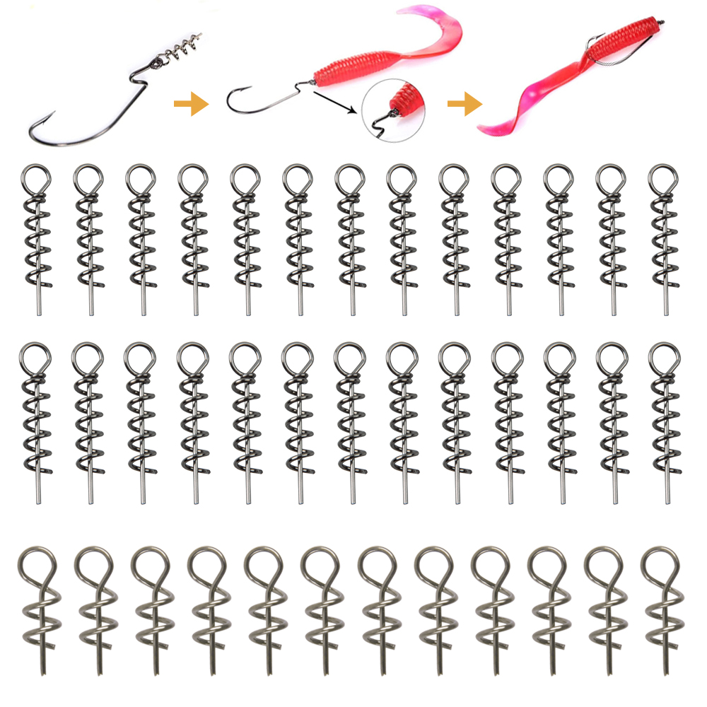 Fishing Lure Accessories - 30 個ステンレス鋼スプリングロックピン釣りピンネジクランクフックスプリングツイストロック釣りフックルアーコネクタ Accessori